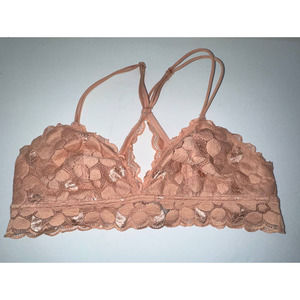 Aerie Pink Lace Crossback Bralette‎ Size XL